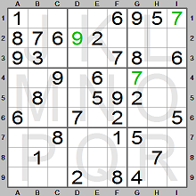 Step 3 in solving Sudoku puzzle made by the Sudoku Instructions program